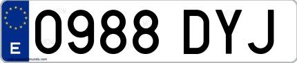 Ejemplo de matrícula española 0988 DYJ