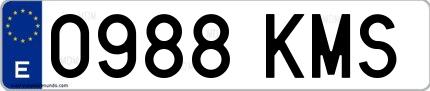 Ejemplo de matrícula española 0988 KMS