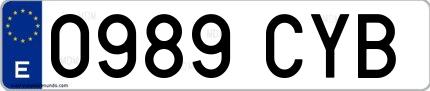 Ejemplo de matrícula española 0989 CYB