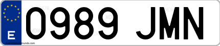 Ejemplo de matrícula de coche ordinaria 0989 JMN