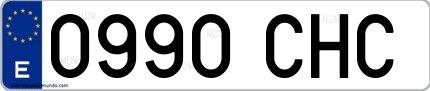 Ejemplo de matrícula española 0990 CHC