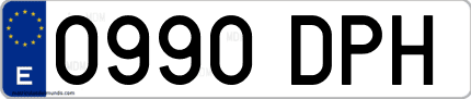 Ejemplo de matrícula de coche ordinaria 0990 DPH