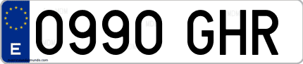 Ejemplo de matrícula de coche ordinaria 0990 GHR