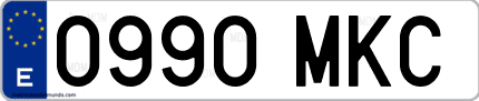 Ejemplo de matrícula de coche ordinaria 0990 MKC