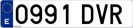 Ejemplo de matrícula de coche ordinaria 0991 DVR
