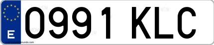 Ejemplo de matrícula española 0991 KLC