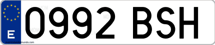 Ejemplo de matrícula de coche ordinaria 0992 BSH