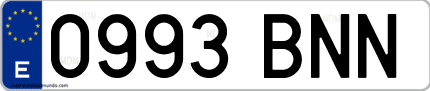 Ejemplo de matrícula de coche ordinaria 0993 BNN