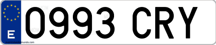 Ejemplo de matrícula de coche ordinaria 0993 CRY