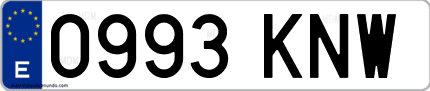 Ejemplo de matrícula de coche ordinaria 0993 KNW