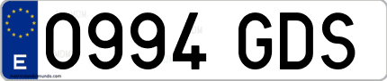 Ejemplo de matrícula de coche ordinaria 0994 GDS