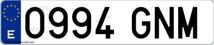 Ejemplo de matrícula española 0994 GNM