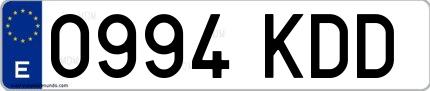 Ejemplo de matrícula española 0994 KDD