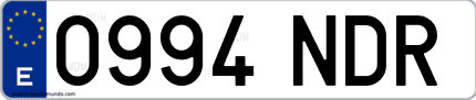 Ejemplo de matrícula de coche ordinaria 0994 NDR