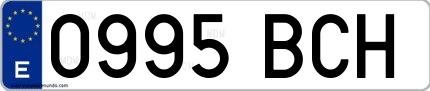 Ejemplo de matrícula española 0995 BCH