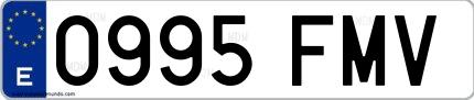 Ejemplo de matrícula española 0995 FMV
