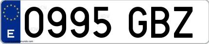 Ejemplo de matrícula española 0995 GBZ