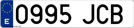 Ejemplo de matrícula de coche ordinaria 0995 JCB