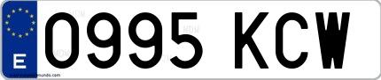 Ejemplo de matrícula española 0995 KCW