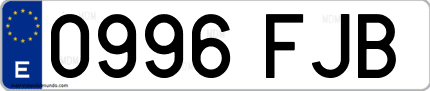 Ejemplo de matrícula de coche ordinaria 0996 FJB