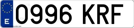 Ejemplo de matrícula española 0996 KRF