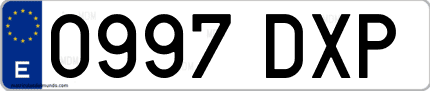 Ejemplo de matrícula de coche ordinaria 0997 DXP