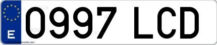 Ejemplo de matrícula española 0997 LCD