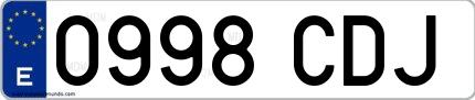 Ejemplo de matrícula española 0998 CDJ