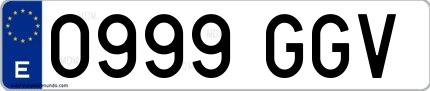 Ejemplo de matrícula española 0999 GGV