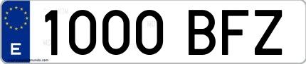 Ejemplo de matrícula española 1000 BFZ
