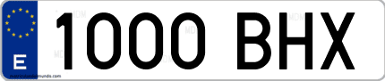 Ejemplo de matrícula de coche ordinaria 1000 BHX