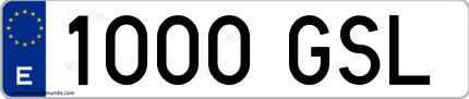 Ejemplo de matrícula de coche ordinaria 1000 GSL