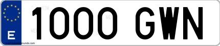 Ejemplo de matrícula española 1000 GWN
