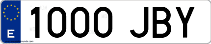 Ejemplo de matrícula de coche ordinaria 1000 JBY