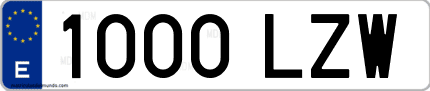 Ejemplo de matrícula de coche ordinaria 1000 LZW