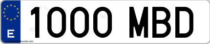 Ejemplo de matrícula de coche ordinaria 1000 MBD