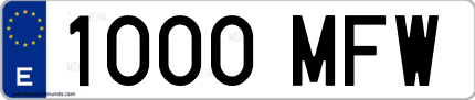 Ejemplo de matrícula de coche ordinaria 1000 MFW