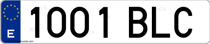 Ejemplo de matrícula de coche ordinaria 1001 BLC