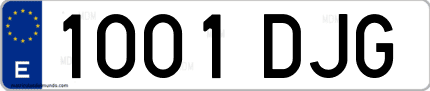 Ejemplo de matrícula de coche ordinaria 1001 DJG