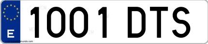 Ejemplo de matrícula española 1001 DTS