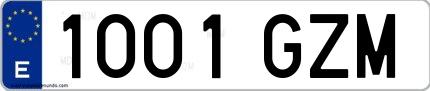 Ejemplo de matrícula española 1001 GZM