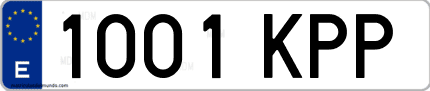 Ejemplo de matrícula de coche ordinaria 1001 KPP