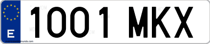 Ejemplo de matrícula de coche ordinaria 1001 MKX