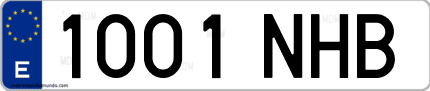 Ejemplo de matrícula de coche ordinaria 1001 NHB