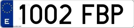 Ejemplo de matrícula española 1002 FBP