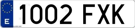 Ejemplo de matrícula española 1002 FXK