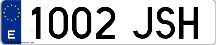 Ejemplo de matrícula de coche ordinaria 1002 JSH