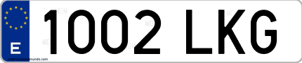 Ejemplo de matrícula de coche ordinaria 1002 LKG