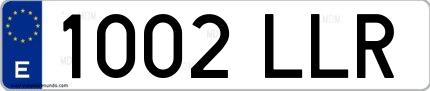 Ejemplo de matrícula española 1002 LLR