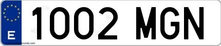 Ejemplo de matrícula española 1002 MGN